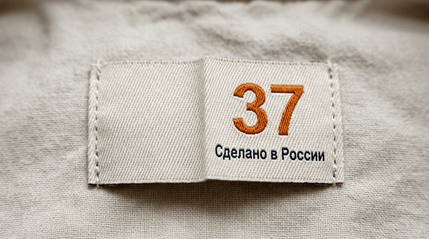 Жаккардовая этикетка со сгибом, готовая к пришиванию